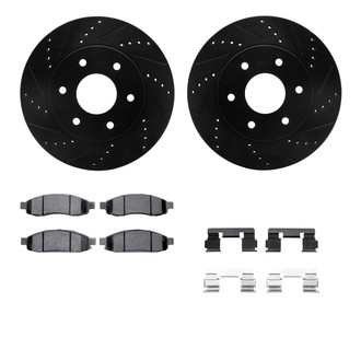 R1 Concepts® - Drilled and Slotted Front Brake Kit with Semi-Metalic Pads
