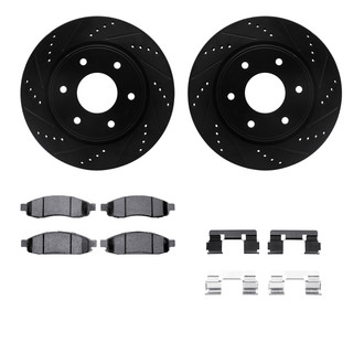 R1 Concepts® - Drilled and Slotted Front Brake Kit with Semi-Metalic Pads