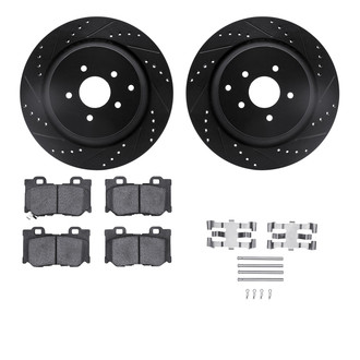 R1 Concepts® - Drilled and Slotted Rear Brake Kit with Semi-Metalic Pads