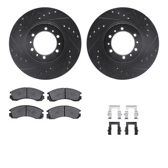 R1 Concepts® - Drilled and Slotted Front Brake Kit with Semi-Metalic Pads