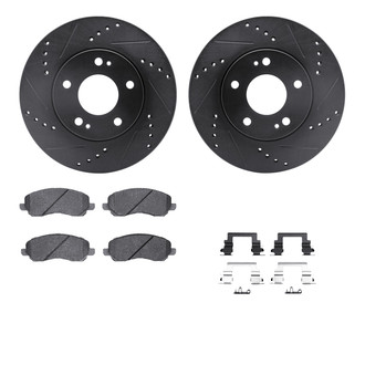 R1 Concepts® - Drilled and Slotted Front Brake Kit with Semi-Metalic Pads
