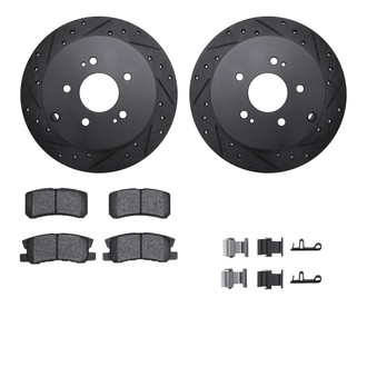 R1 Concepts® - Drilled and Slotted Rear Brake Kit with Semi-Metalic Pads