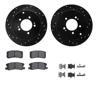 R1 Concepts® - Drilled and Slotted Rear Brake Kit with Semi-Metalic Pads