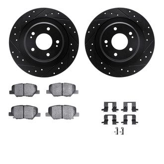 R1 Concepts® - Drilled and Slotted Rear Brake Kit with Semi-Metalic Pads