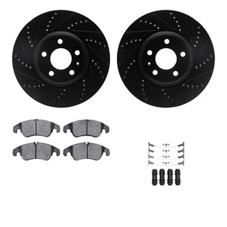 R1 Concepts® - Drilled and Slotted Front Brake Kit with Semi-Metalic Pads