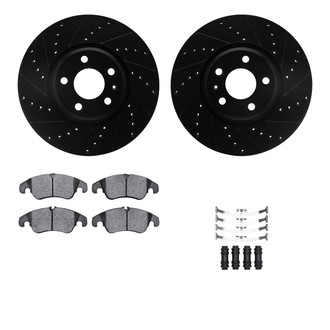 R1 Concepts® - Drilled and Slotted Front Brake Kit with Semi-Metalic Pads