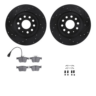 R1 Concepts® - Drilled and Slotted Rear Brake Kit with Semi-Metalic Pads