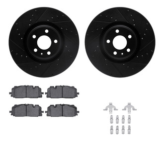 R1 Concepts® - Drilled and Slotted Front Brake Kit with Semi-Metalic Pads
