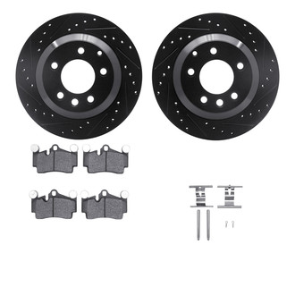 R1 Concepts® - Drilled and Slotted Rear Brake Kit with Semi-Metalic Pads