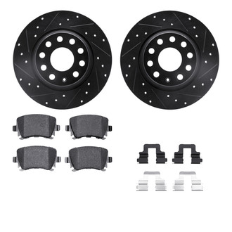 R1 Concepts® - Drilled and Slotted Rear Brake Kit with Semi-Metalic Pads
