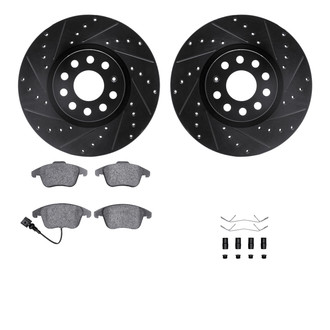 R1 Concepts® - Drilled and Slotted Front Brake Kit with Semi-Metalic Pads