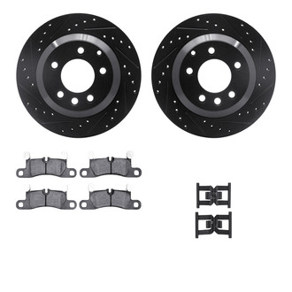 R1 Concepts® - Drilled and Slotted Rear Brake Kit with Semi-Metalic Pads