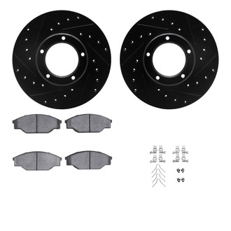 R1 Concepts® - Drilled and Slotted Front Brake Kit with Semi-Metalic Pads