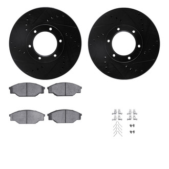 R1 Concepts® - Drilled and Slotted Front Brake Kit with Semi-Metalic Pads