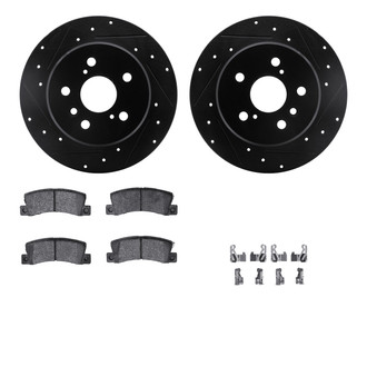 R1 Concepts® - Drilled and Slotted Rear Brake Kit with Semi-Metalic Pads