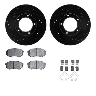 R1 Concepts® - Drilled and Slotted Front Brake Kit with Semi-Metalic Pads