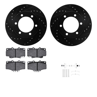 R1 Concepts® - Drilled and Slotted Front Brake Kit with Semi-Metalic Pads