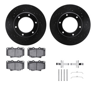 R1 Concepts® - Drilled and Slotted Front Brake Kit with Semi-Metalic Pads