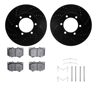 R1 Concepts® - Drilled and Slotted Front Brake Kit with Semi-Metalic Pads