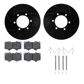 R1 Concepts® - Drilled and Slotted Front Brake Kit with Semi-Metalic Pads