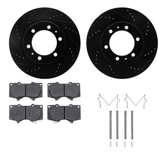 R1 Concepts® - Drilled and Slotted Front Brake Kit with Semi-Metalic Pads