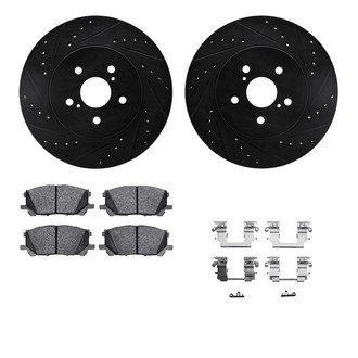 R1 Concepts® - Drilled and Slotted Front Brake Kit with Semi-Metalic Pads