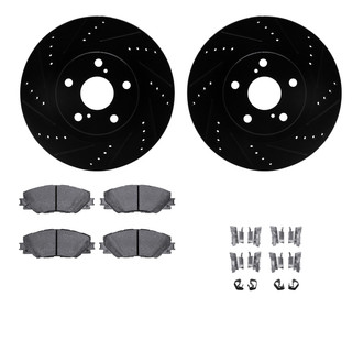 R1 Concepts® - Drilled and Slotted Front Brake Kit with Semi-Metalic Pads
