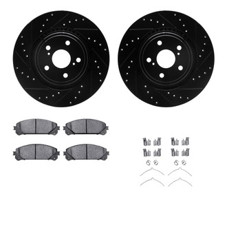 R1 Concepts® - Drilled and Slotted Front Brake Kit with Semi-Metalic Pads