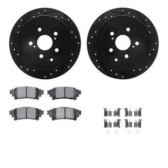 R1 Concepts® - Drilled and Slotted Rear Brake Kit with Semi-Metalic Pads