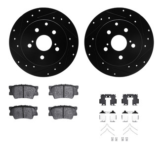 R1 Concepts® - Drilled and Slotted Rear Brake Kit with Semi-Metalic Pads