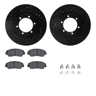 R1 Concepts® - Drilled and Slotted Front Brake Kit with Semi-Metalic Pads