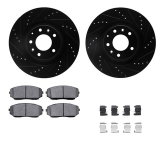 R1 Concepts® - Drilled and Slotted Front Brake Kit with Semi-Metalic Pads