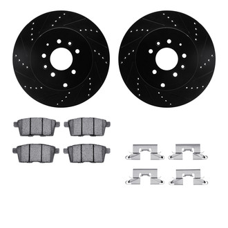 R1 Concepts® - Drilled and Slotted Rear Brake Kit with Semi-Metalic Pads
