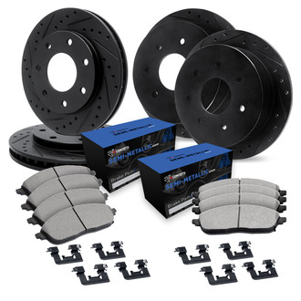 R1 Concepts® - Drilled and Slotted Brake Kit with Semi-Metalic Pads