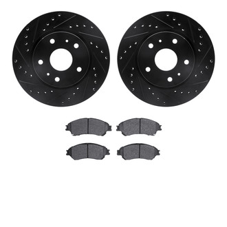R1 Concepts® - Drilled and Slotted Front Brake Kit with Semi-Metalic Pads