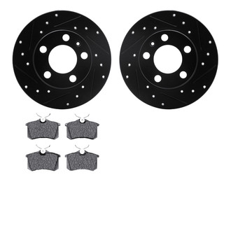 R1 Concepts® - Drilled and Slotted Rear Brake Kit with Semi-Metalic Pads
