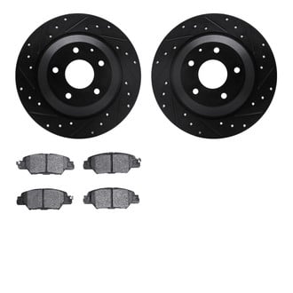 R1 Concepts® - Drilled and Slotted Rear Brake Kit with Semi-Metalic Pads