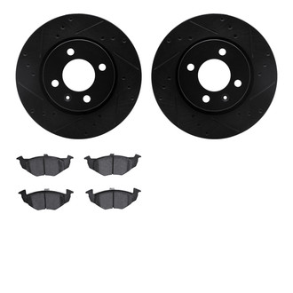 R1 Concepts® - Drilled and Slotted Front Brake Kit with Semi-Metalic Pads