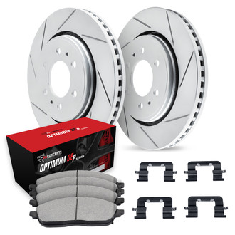 R1 Concepts® WLUH1-67180 - Slotted Front Brake Kit with Optimum OE Pads