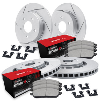 R1 Concepts® - Slotted Front and Rear Brake Kit with Optimum OE Pads