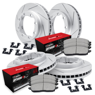R1 Concepts® - Slotted Front and Rear Brake Kit with Optimum OE Pads
