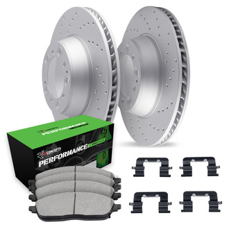 R1 Concepts® WMSH1-31135 - Drilled Rear Brake Kit with Performance Sport Pads