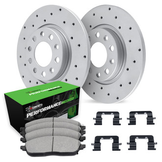 R1 Concepts® WMSH1-73105 - Drilled Rear Brake Kit with Performance Sport Pads