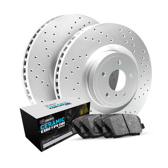 R1 Concepts® WMTN1-74102 - Drilled Front Brake Kit with Euro Ceramic Pads