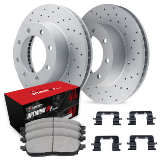 R1 Concepts® - Drilled Front Brake Kit with Optimum OE Pads