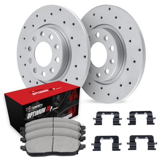 R1 Concepts® WMUH1-76273 - Drilled Rear Brake Kit with Optimum OE Pads