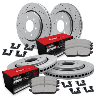 R1 Concepts® WMUH2-48103 - Drilled Front and Rear Brake Kit with Optimum OE Pads