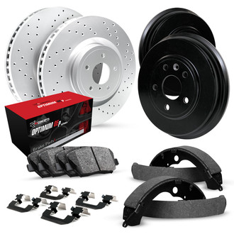 R1 Concepts® - Drilled Front and Rear Brake Kit with Optimum OE Pads
