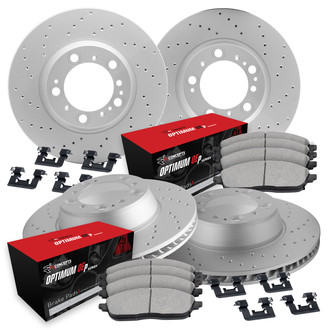 R1 Concepts® - Drilled Front and Rear Brake Kit with Optimum OE Pads