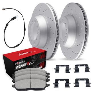 R1 Concepts® WMUS1-11029 - Drilled Front Brake Kit with Optimum OE Pads